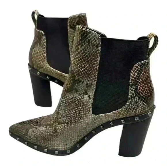 CHARLES BY CHARLES DAVID Duke Snakeskin Pattern Stud Detail Boots, Size 6.5 - Picture 2 of 7